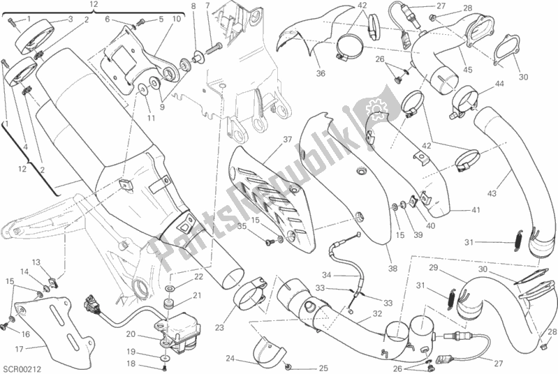 Wszystkie części do System Wydechowy Ducati Monster 1200 S Stripes USA 2016